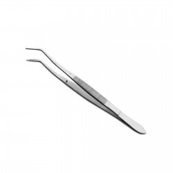 MEDSPO Dental Surgical Cotton Pick Forceps Meriam Tweezers Tissue Dressing Pliers Serrated Angled Tip