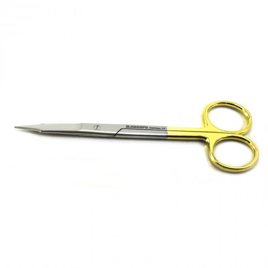MEDSPO Goldman Fox Scissors Straight TC 13cm Micro shears gold Dental Surgical Instruments 