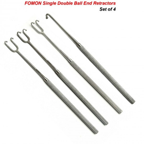 Fomon Retractor Ball End Double & Single Prong Hook ENT Surgical Instruments Kit 