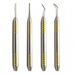 Periotome Gold Set of 4 Micro Serrated Single End Dental Instruments