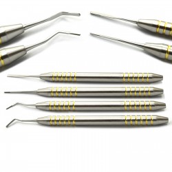 Periotome Gold Set of 4 Micro Serrated Single End Dental Instruments
