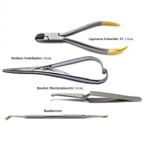 Dental orthodontic wire cutters, TC ligatures, needle holders, band pressure forceps, tweezers