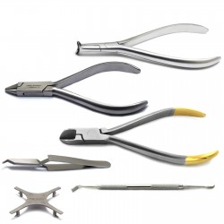 Orthodontist, wire bending pliers, orthodontic ligatures, cutter, marking cross, dentist