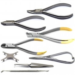 Ligatures, Schneider Distal, Needle Holder, Clamping Tweezers, Orthodontic Bow Bending Pliers , Wire