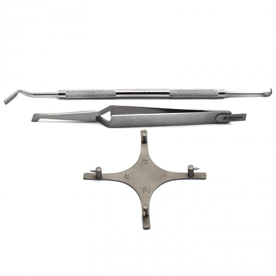 Orthodontic clamping forceps for brackets, band setter, band height gauge, orthodontic