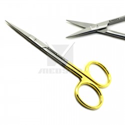MEDSPO Iris Scissors Straight Tc  Surgical Dental Surgery  Micro Serrated Shears 11.5cm
