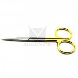 MEDSPO Iris Scissors Straight Tc  Surgical Dental Surgery  Micro Serrated Shears 11.5cm