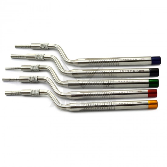 5 pcs Implant Osteotome Sinus Lift Posterior Osteotomy Offset Concave Curved Dental 
